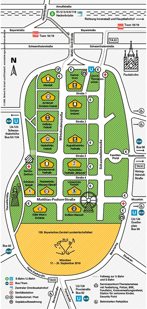 Offizieller Wiesn Lageplan - Übersichtsplan der Stadt zum Oktoberfest München (RAW)